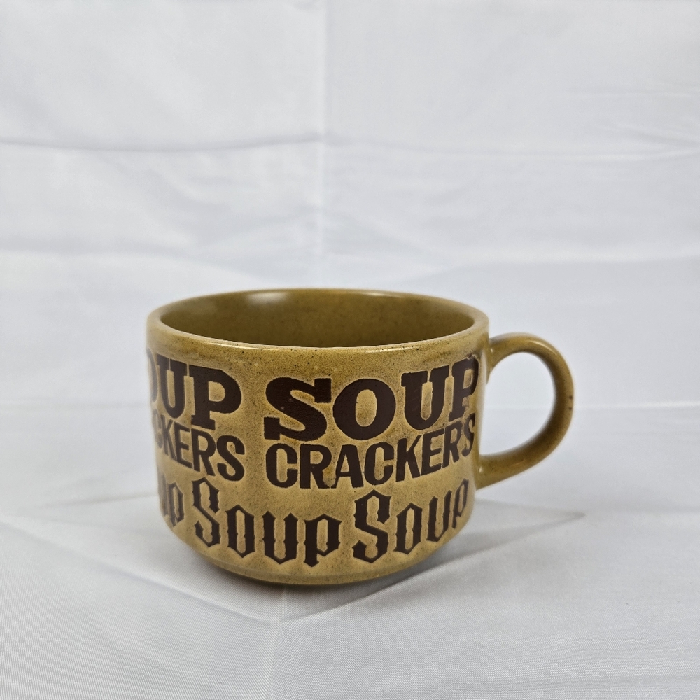 Speckled Stoneware Soup Mug Crackers Japan 14 OZ Orange/Gold Color  Vintage